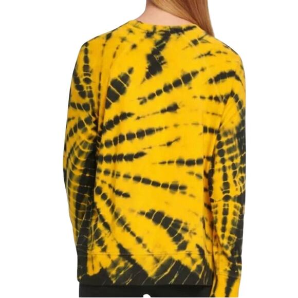 DKNY Sport Yellow Black Tie-Dye Logo Sweatshirt Small NWT - Picture 4 of 9